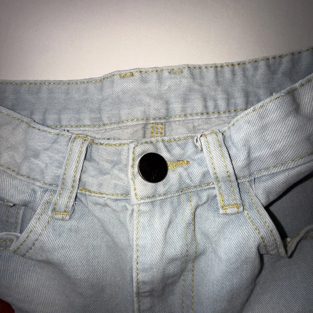 Mens Light Blue Denim Jeans With Red Bat & Skeleton Print Size 28 Streetwear‎